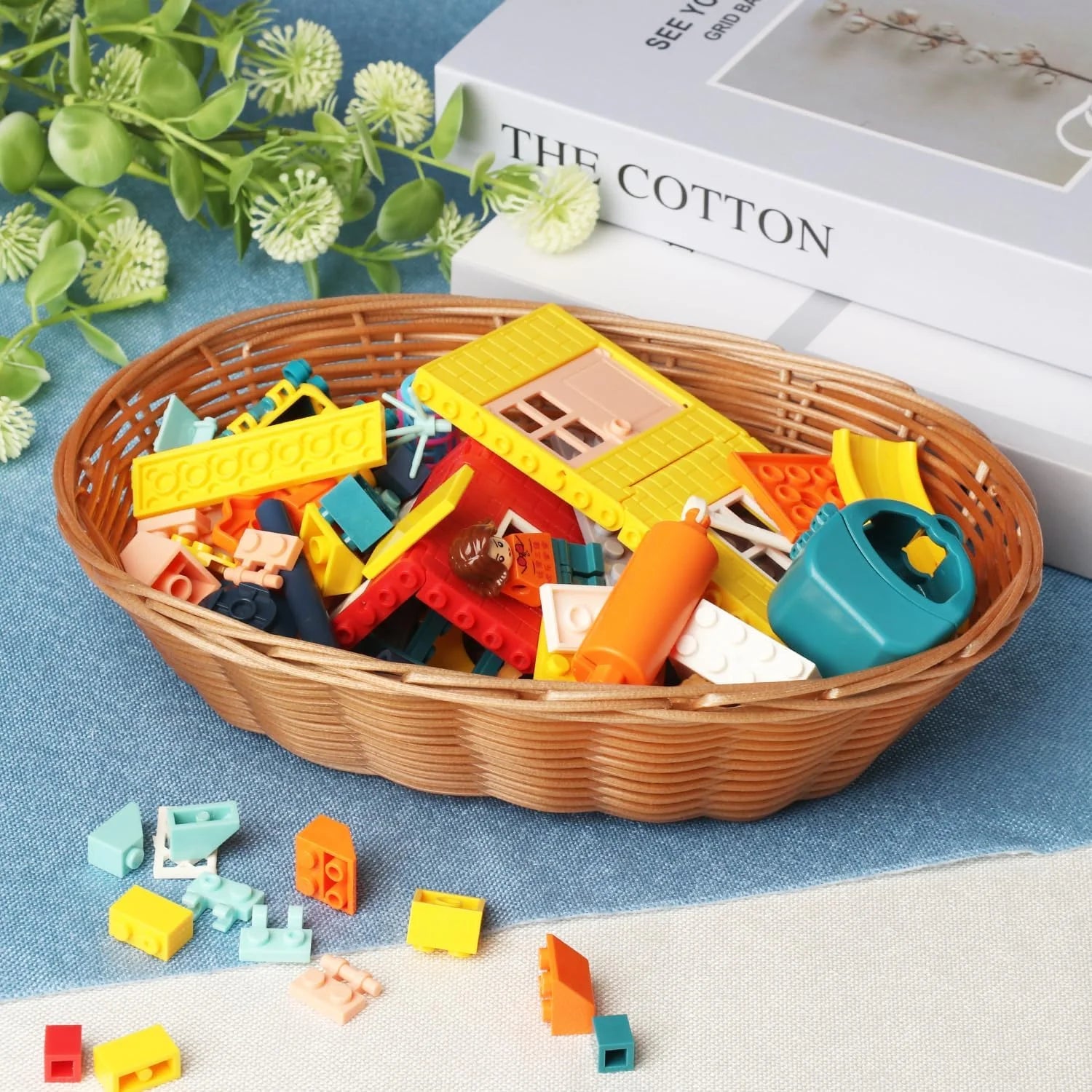 20 Pack Oval Poly Wicker Baskets - Medium Gift & Bread Baskets