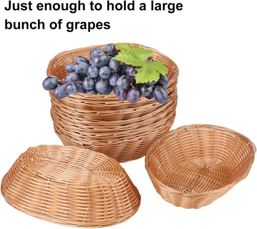20 Pack Oval Poly Wicker Baskets - Medium Gift & Bread Baskets