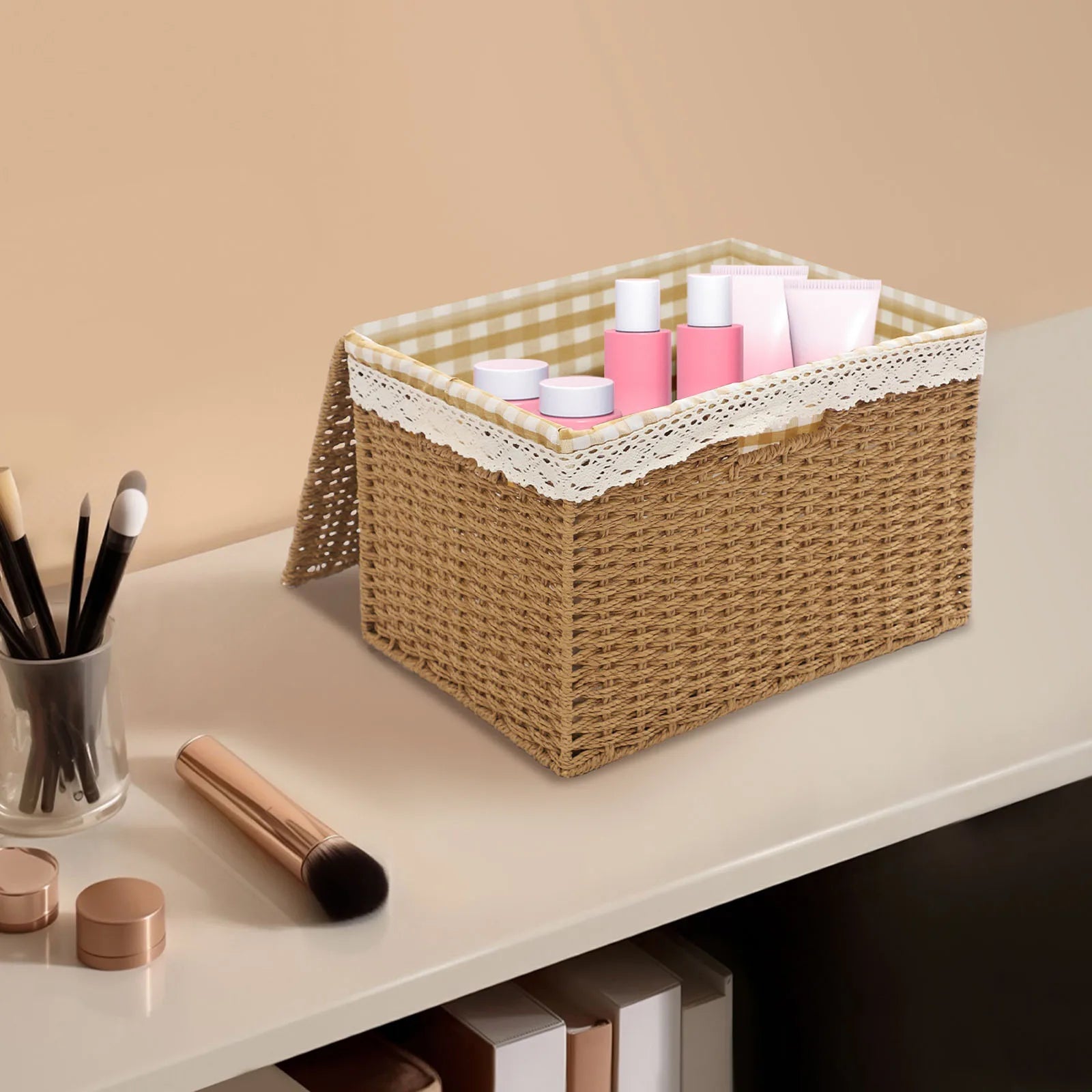 4 Woven Storage Baskets - Retro Country Style