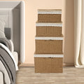 4 Woven Storage Baskets - Retro Country Style