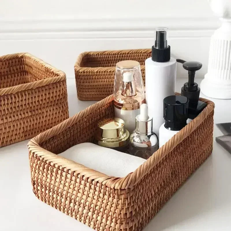 Handwoven Rattan Wicker Basket
