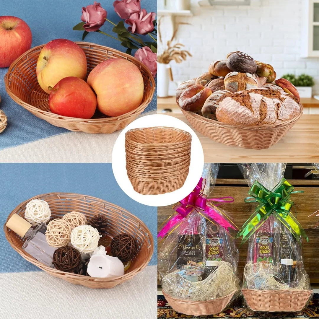 20 Pack Oval Poly Wicker Baskets - Medium Gift & Bread Baskets