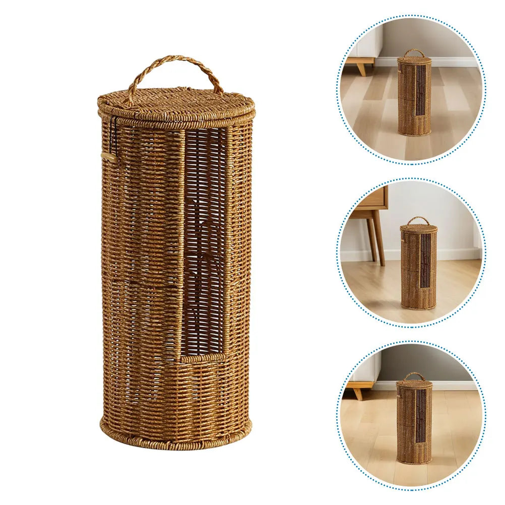 Handwoven Bamboo Storage Basket - Decorative Hamper for Bathroom & Living Room